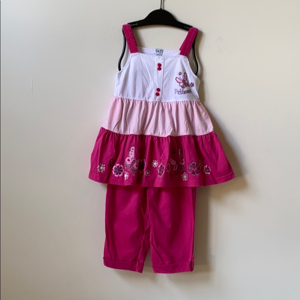 G&J 2pc pink butterfly tunic & pant Girl Size 8